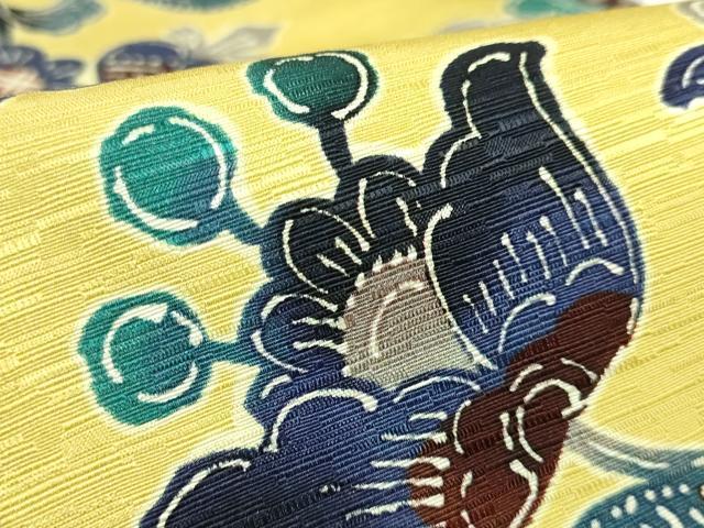 平和屋着物●極上 両面 半幅帯 WAKKA ワッカ 花鳥文 ピアノ ヴァイオリン 音符 逸品 DZAB6024kh6