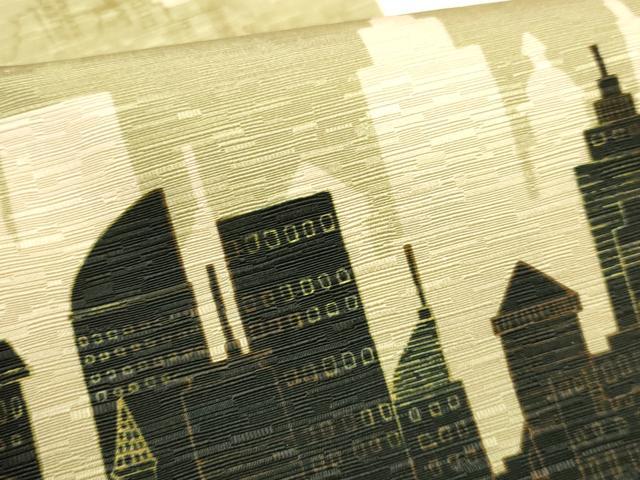 平和屋着物●極上 両面 半幅帯 WAKKA ワッカ 猫 三日月 網目花文 アーバンキャット 逸品 DZAB6026kh6