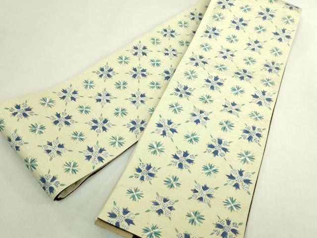 平和屋着物●極上 両面 半幅帯 WAKKA ワッカ 猫 三日月 網目花文 アーバンキャット 逸品 DZAB6026kh6