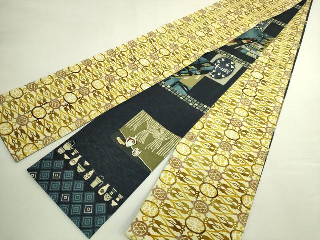 平和屋着物●極上 両面 半幅帯 WAKKA ワッカ はしご酒 ウサギとカメ 逸品 DZAB6028kh6