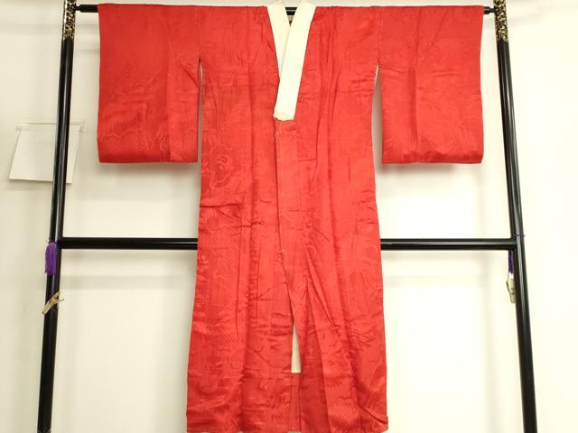 平和屋着物●アンティーク 大正ロマン 長襦袢 袷 飛鶴宝尽くし地紋 逸品 DZAB6034kh6