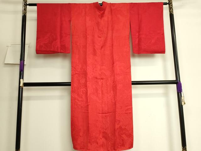 平和屋着物●アンティーク 大正ロマン 長襦袢 袷 鼓飛鶴花地紋 逸品 DZAB6035kh6