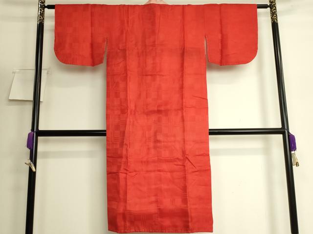 平和屋着物●アンティーク 大正ロマン 長襦袢 袷 市松格子地紋 逸品 DZAB6038kh6