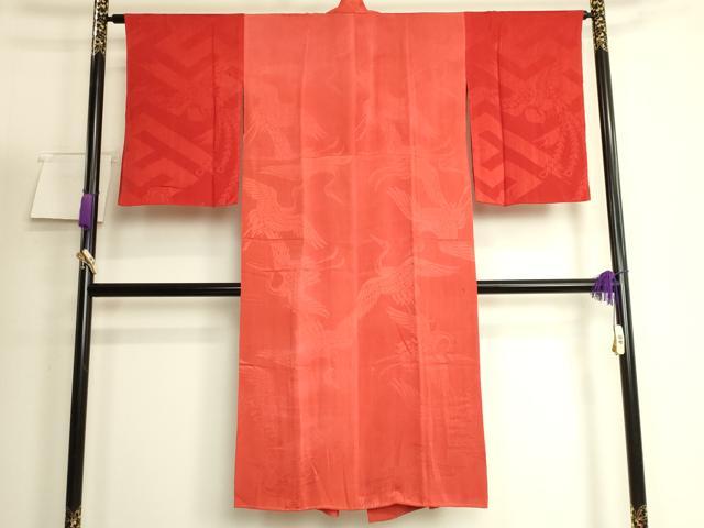 平和屋着物●アンティーク 大正ロマン 長襦袢 袷 飛鶴地紋 逸品 DZAB6039kh6