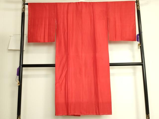 平和屋着物●アンティーク 大正ロマン 長襦袢 袷 色無地 茜色 半衿刺繍 逸品 DZAB6040kh6