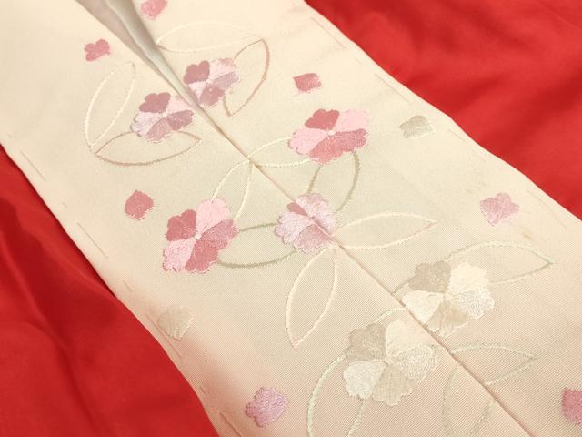 平和屋着物●アンティーク 大正ロマン 長襦袢 袷 色無地 茜色 半衿刺繍 逸品 DZAB6040kh6
