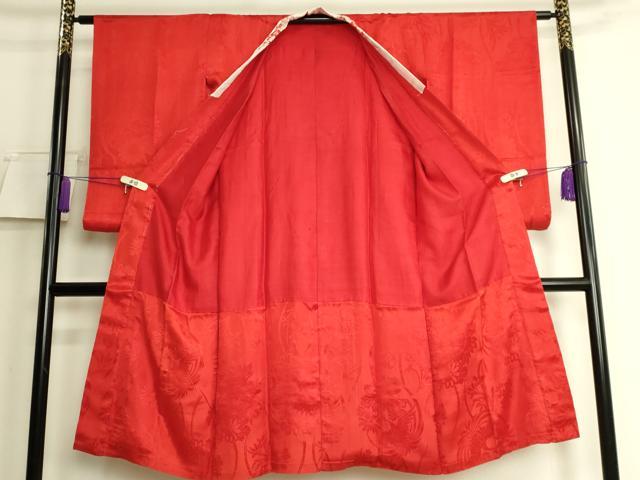 平和屋着物●アンティーク 大正ロマン 長襦袢 袷 飛鶴花地紋 半衿刺繍 逸品 DZAB6046kh6