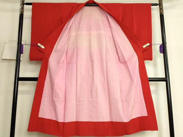 平和屋着物●アンティーク 大正ロマン 長襦袢 袷 色無地 茜色 逸品 DZAB6047kh6
