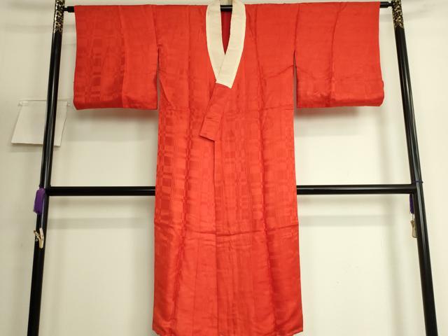 平和屋着物●アンティーク 大正ロマン 長襦袢 袷 変わり市松地紋 逸品 DZAB6049kh6