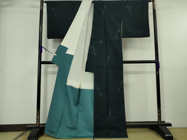 平和屋本店●極上 本場結城紬 重要無形文化財 井上商事謹製 100亀甲 飛び亀甲柄 唐草文 褐返色地 証紙付き 逸品 未使用 DZAB6058kh6