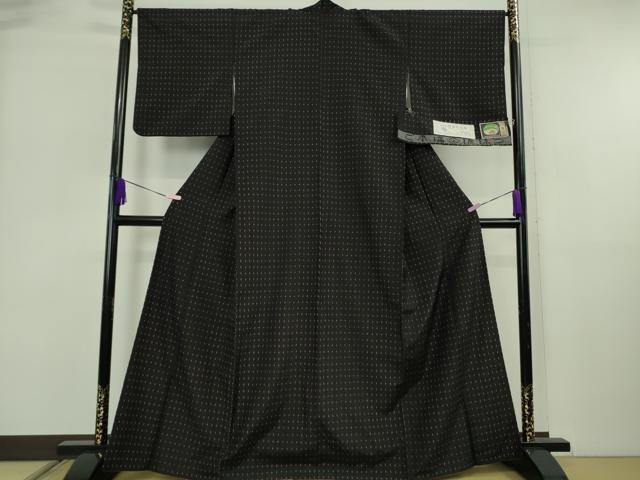 平和屋本店●極上 本場琉球 南風原花織 手織 紬 野原織物工房 野原俊雄作 黒地 証紙付き 逸品 DZAB6064kh6