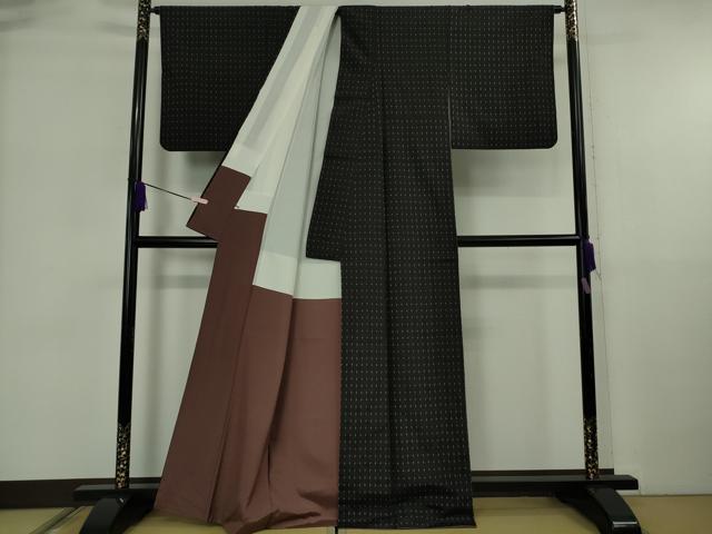 平和屋本店●極上 本場琉球 南風原花織 手織 紬 野原織物工房 野原俊雄作 黒地 証紙付き 逸品 DZAB6064kh6
