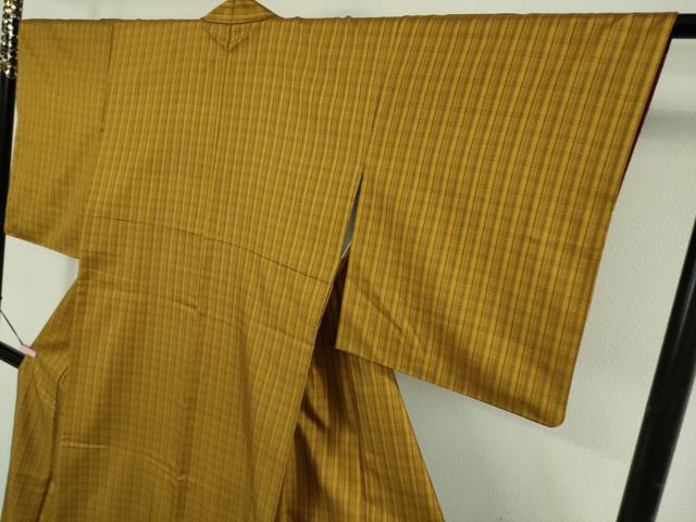 平和屋本店●極上 本場黄八丈 まるまなこ 紬 格子 逸品 DZAB6066kh6
