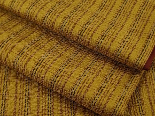 平和屋本店●極上 本場黄八丈 まるまなこ 紬 格子 逸品 DZAB6066kh6