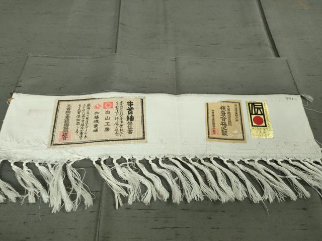 平和屋本店●極上 石川県指定無形文化財 牛首紬 白山工房 手織り 市川純一郎 訪問着 刺繍 舞葉文 金銀彩 逸品 未使用 DZAB6067kh6