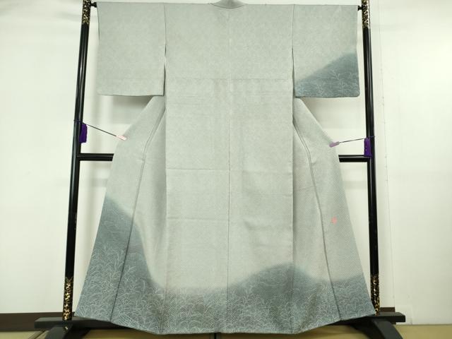 平和屋本店●極上 名門 藤娘きぬたや・総絞り 訪問着 草葉文 灰青色地 暈し染め 逸品 DZAB6072kh6