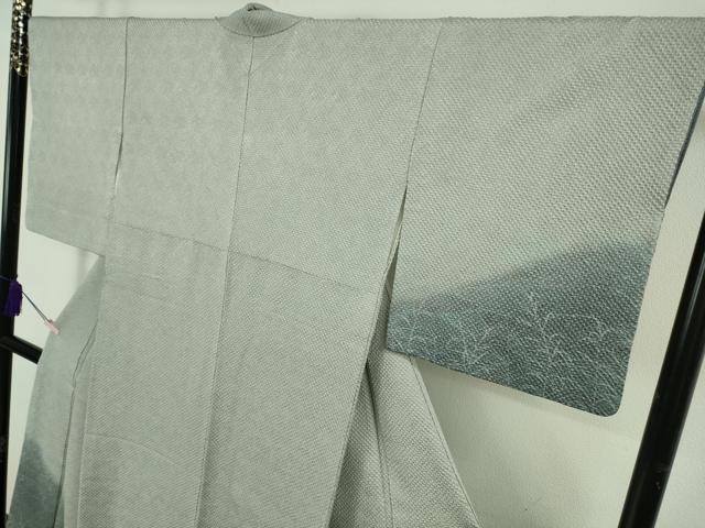 平和屋本店●極上 名門 藤娘きぬたや・総絞り 訪問着 草葉文 灰青色地 暈し染め 逸品 DZAB6072kh6