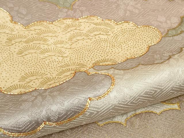 平和屋本店●極上 皇室献上作家 藤井寛 訪問着 駒刺繍 雲重ね 灰桜色地 金彩 逸品 DZAB6075kh6