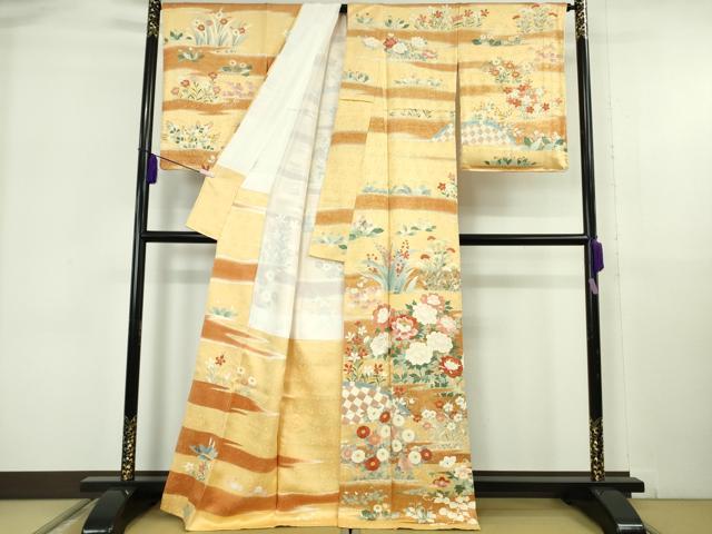 平和屋本店●極上 訪問着 刺繍 籬吉祥花文 金彩 逸品 DZAB6076kh6