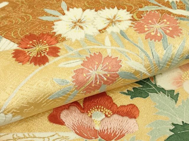 平和屋本店●極上 訪問着 刺繍 籬吉祥花文 金彩 逸品 DZAB6076kh6