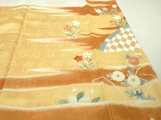 平和屋本店●極上 訪問着 刺繍 籬吉祥花文 金彩 逸品 DZAB6076kh6