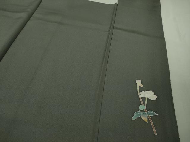 平和屋着物●極上 京加賀友禅 百貫石峰 訪問着 花篭 土筆 墨色地 暈し染め 反端付き 逸品 未使用 DZAB6081kh6