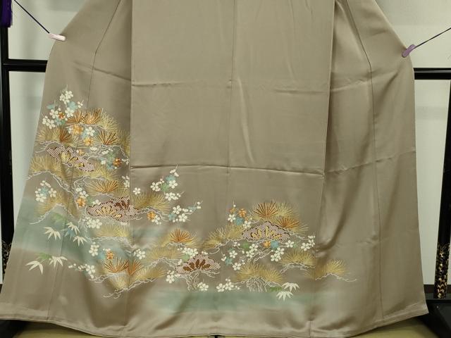 平和屋本店●極上 創業460年・千總 色留袖 駒刺繍 松竹梅 薄い梅染色地 金彩 反端付き 逸品 DZAB6088kh6