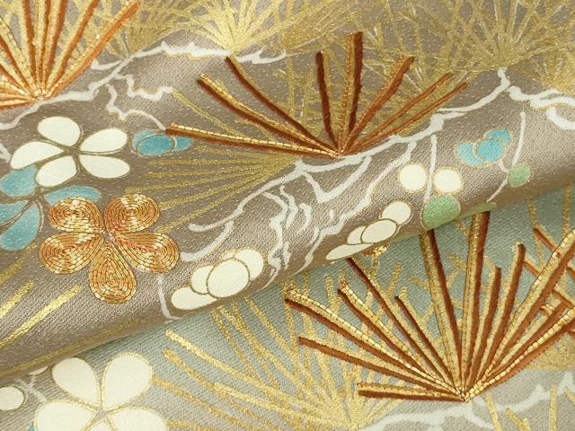 平和屋本店●極上 創業460年・千總 色留袖 駒刺繍 松竹梅 薄い梅染色地 金彩 反端付き 逸品 DZAB6088kh6