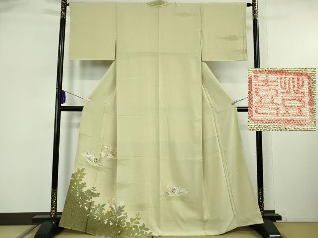 平和屋着物●極上 人間国宝・羽田登喜男 訪問着 鴛鴦 暈し染め 金彩 さが美扱い 逸品 未使用 DZAB6092kh6
