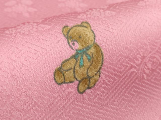 平和屋着物●極上 小紋 テディベア くま 薄紅梅色地 逸品 未使用 DZAB6095kh6