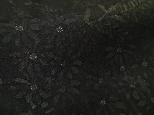 平和屋本店●極上 本場結城紬 重要無形文化財 宮崎謹製 名物裂草花文 黒地 阪急百貨店扱い 逸品 未使用 DZAB6103kh6