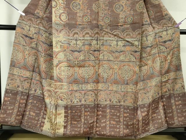 平和屋着物●極上 インド・アッサム 野蚕糸 手織 ムガシルク 訪問着 壁画文様 暈し染め 逸品 DZAB6109kh6