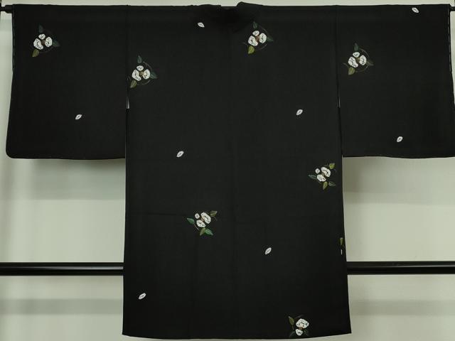 平和屋着物∞極上 長羽織 絞り染め 草花文 黒地 金彩 逸品 未使用 DZAB6113kh6