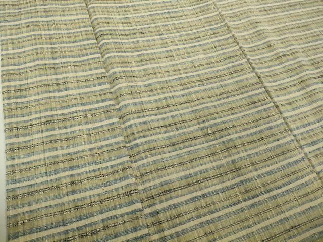 平和屋本店▽極上 浦野理一 経節紬 単衣 横縞 逸品 DZAB6115kh6