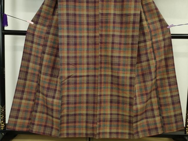 平和屋本店●極上 郡上紬 草木染 格子 逸品 DZAB6124kh6