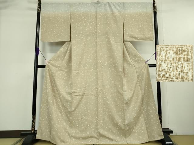 平和屋本店●極上 創業460年・千總 訪問着 紬地 霰文 枯色地 高島屋扱い 逸品 未使用 DZAB6129kh6