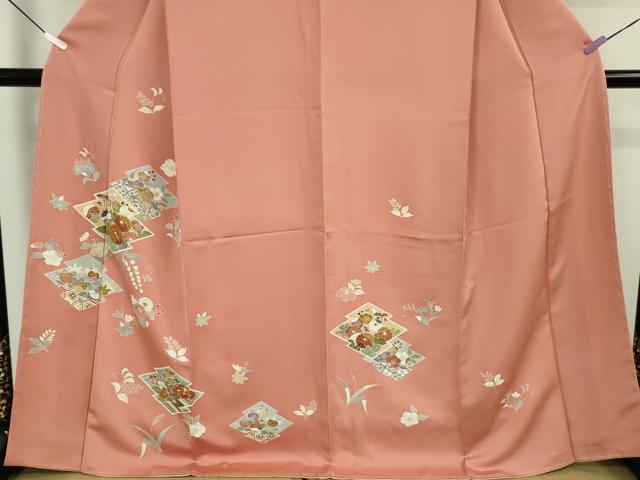 平和屋本店●極上 創業460年・千總 訪問着 駒刺繍 松川菱吉祥花文 東雲色地 金彩 反端付き 逸品 未使用 DZAB6130kh6