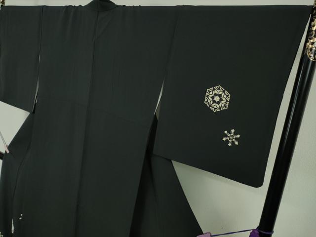 平和屋本店●極上 京都染織メーカー・貴久樹謹製 訪問着 総刺繍 雪華 濃紺地 銀糸 伊と幸 反端付き 逸品 DZAB6135kh6