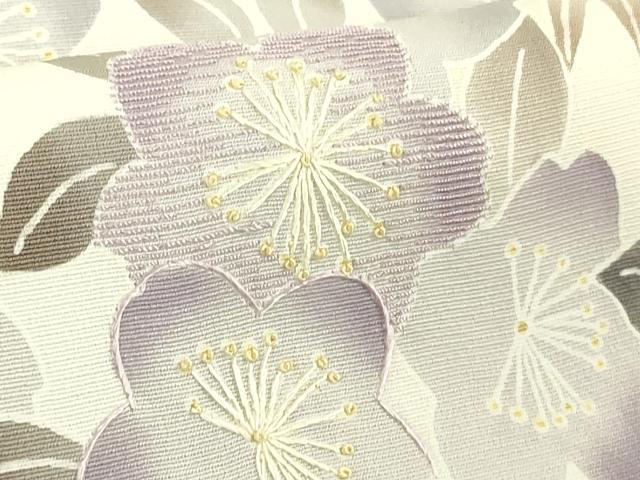 平和屋本店●極上 訪問着 手刺繍 枝葉 草花文 鳥の子色地 暈し染め 三越扱い 逸品 DZAB6139kh6