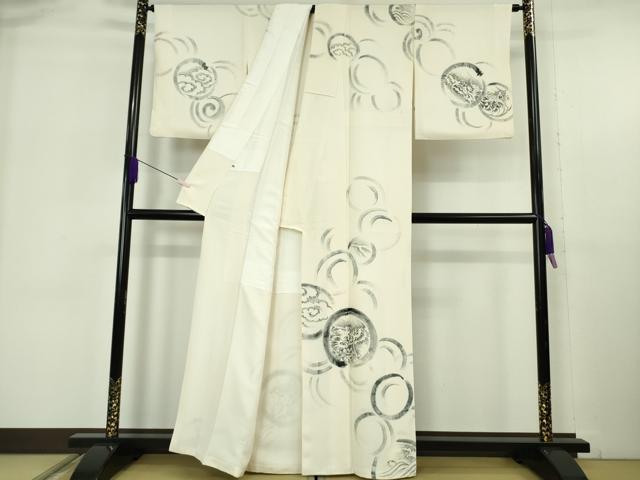 平和屋本店●極上 訪問着 手描き 龍 象牙色地 逸品 DZAB6140kh6