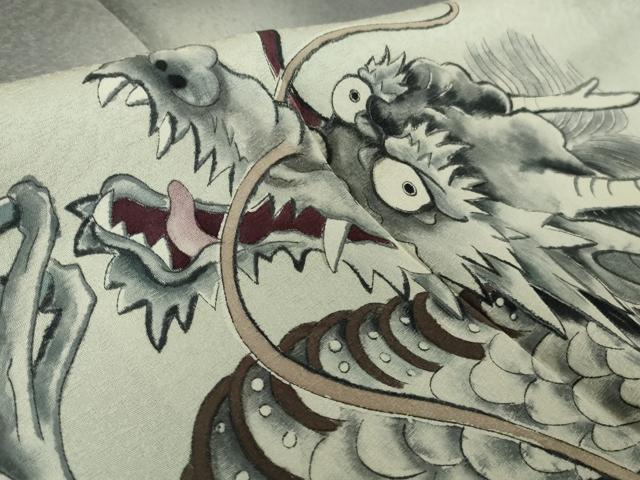 平和屋本店●極上 染色作家 草野一騎 色留訪問着 手描き 龍 褐色地 暈し染め 逸品 DZAB6141kh6