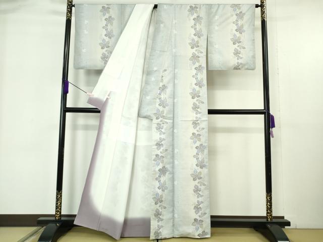 平和屋本店●極上 伝統工芸士 紫峰作 本場大島紬 白大島 彩華 むらなか謹製 葡萄蔦の葉文 ほていや扱い 証紙付き 逸品 DZAB6143kh6