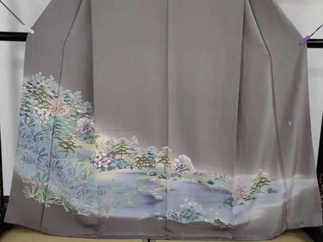 平和屋本店●極上 本加賀友禅作家 奥田勝将 訪問着 水辺風景 薄色地 暈し染め 逸品 DZAB6150kh6