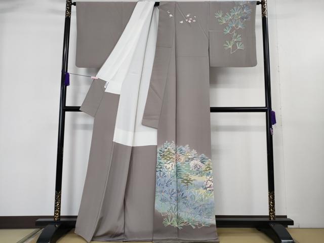 平和屋本店●極上 本加賀友禅作家 奥田勝将 訪問着 水辺風景 薄色地 暈し染め 逸品 DZAB6150kh6