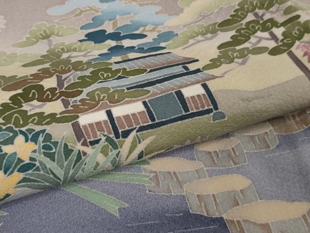 平和屋本店●極上 本加賀友禅作家 奥田勝将 訪問着 水辺風景 薄色地 暈し染め 逸品 DZAB6150kh6