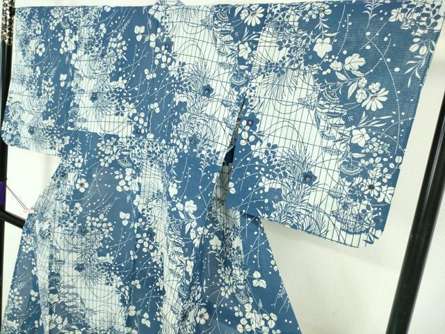 平和屋本店∴極上 夏物 浴衣 綿紅梅 秋草文 綿 ゑり善扱い たとう紙付き 逸品 DZAB6153kh6