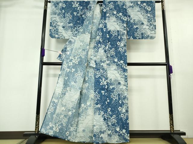 平和屋本店∴極上 夏物 浴衣 綿紅梅 秋草文 綿 ゑり善扱い たとう紙付き 逸品 DZAB6153kh6