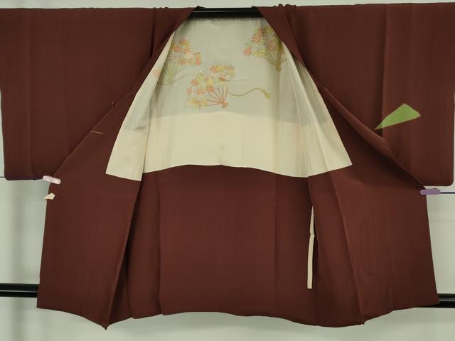 平和屋着物∞極上 道行コート 花唐草 栗皮茶色地 金彩 高島屋扱い 逸品 DZAB6158kh6