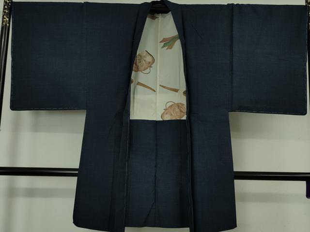 平和屋本店●極上 男性 綿薩摩 東郷織物謹製 手織 實篤 永江明夫(正藍染) アンサンブル 長羽織 反端付き 逸品 未使用 DZAB6164kh6