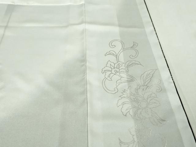 平和屋本店●希少 男性 訪問着 キングサイズ 胴抜き仕立て 駒刺繍 花唐草文 暈し染め 黒地 銀彩 逸品 未使用 DZAB6165kh6